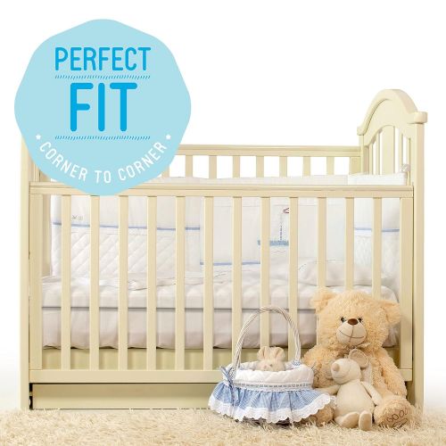  Milliard 2-Inch Ventilated Memory Foam Crib/Toddler Bed Mattress Topper with Removable Waterproof 65-Percent Cotton Non-Slip Cover - 52 x 27 x 2