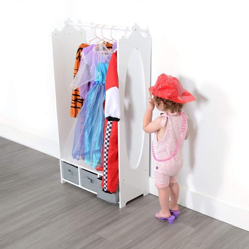 Milliard Dress Up Storage Kids Costume Organizer Center Open Hanging Armoire Closet Unit Furniture for Dramatic Play with Mirror Baskets and Hooks