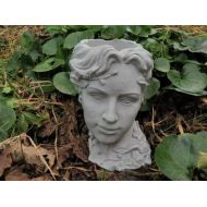 /MillineryFlowers 10 Tall Classic Girl Woman Head Planter Garden Art Cement Concrete Statue