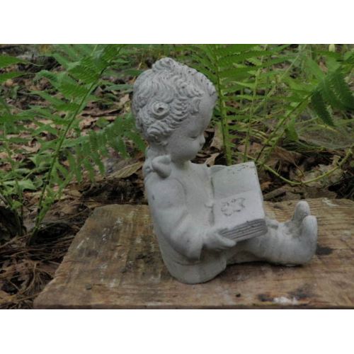  MillineryFlowers Cement 6 Tall Boy Reading Book Child Garden Art Statue Concrete
