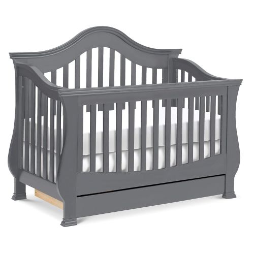  Million Dollar Baby Classic Ashbury 4-in-1 Convertible Crib with Toddler Bed Conversion Kit, Manor Grey