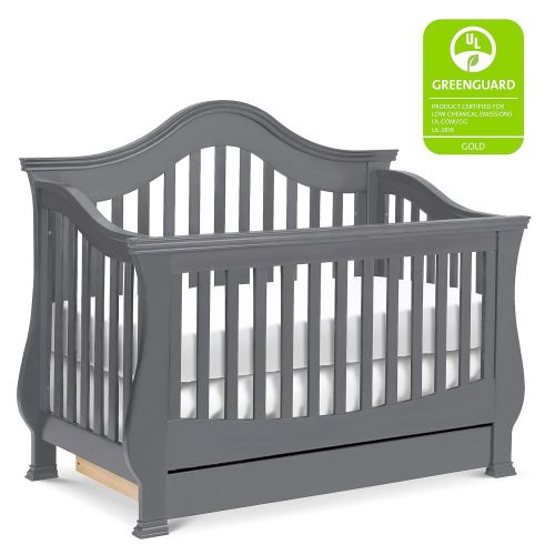  Million Dollar Baby Classic Ashbury 4-in-1 Convertible Crib with Toddler Bed Conversion Kit, Manor Grey