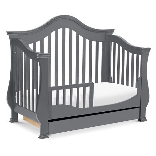  Million Dollar Baby Classic Ashbury 4-in-1 Convertible Crib with Toddler Bed Conversion Kit, Manor Grey