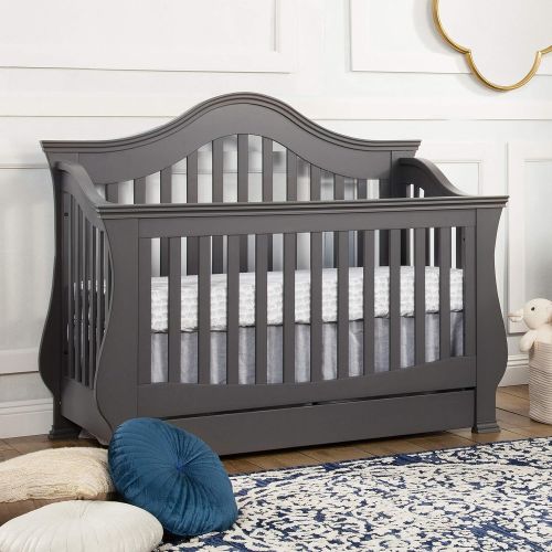  Million Dollar Baby Classic Ashbury 4-in-1 Convertible Crib with Toddler Bed Conversion Kit, Manor Grey