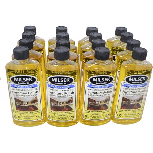  Milsek Furniture Polish and Cleaner with Lemon Oil, 12-Ounce, Pack of 16, LM-MC