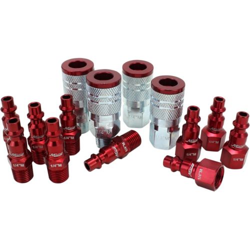  ColorFit by Milton Coupler & Plug Kit - (M-Style, Red) - 1/4 NPT, (14-Piece) - S-314MKIT