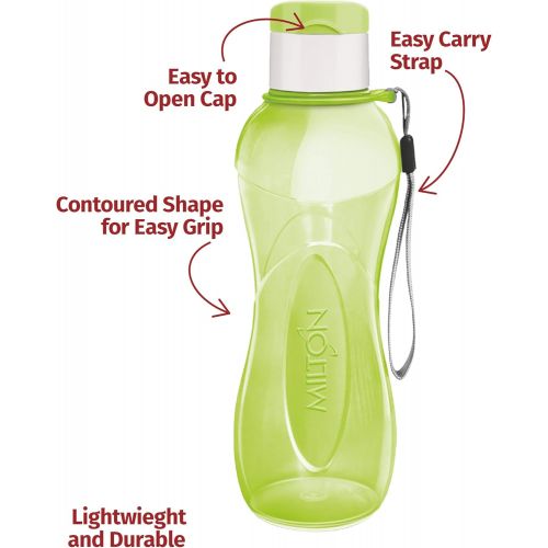  Sports Water Bottle - Milton Kids Reusable Leakproof 25 Oz 4-pack Plastic Wide Mouth Large Big Drink Bottle BPA & Leak Free With Handle Strap Carrier For Cycling Camping Hiking Gym