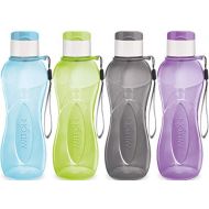 MILTON 32 oz. Large Water Bottle 4 Set Sports Water Bottles for Kids Adults Reusable Water Bottle Plastic Wide-Mouth BPA Free Leak-Free Lightweight Drink Bottle with Carry Strap Hi