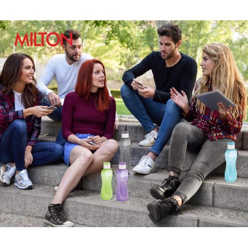  MILTON 32 oz. Large Water Bottle 4 Set Sports Water Bottles for Kids Adults Reusable Water Bottle Plastic Wide-Mouth BPA Free Leak-Free Lightweight Drink Bottle with Carry Strap Hi