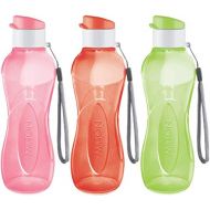 MILTON Water Bottle Kids Reusable Leakproof 12 Oz Plastic Wide Mouth Large Big Drink Bottle BPA & Leak Free with Handle Strap Carrier for Cycling Camping Hiking Gym Yoga