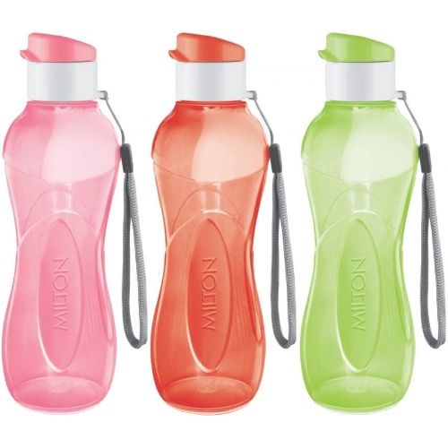  MILTON Water Bottle Kids Reusable Leakproof 12 Oz Plastic Wide Mouth Large Big Drink Bottle BPA & Leak Free with Handle Strap Carrier for Cycling Camping Hiking Gym Yoga