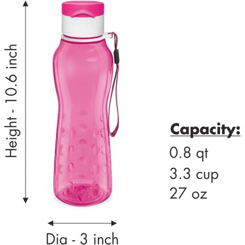  MILTON Sports Water Bottle Kids Reusable Leakproof 25 Oz 4-Pack Plastic Wide Mouth Large Big Drink Bottle BPA & Leak Free with Handle Strap Carrier for Cycling Camping Hiking Gym Y