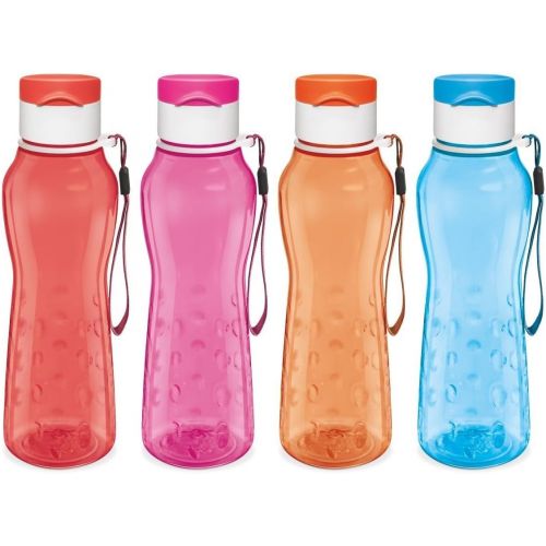  MILTON Sports Water Bottle Kids Reusable Leakproof 25 Oz 4-Pack Plastic Wide Mouth Large Big Drink Bottle BPA & Leak Free with Handle Strap Carrier for Cycling Camping Hiking Gym Y