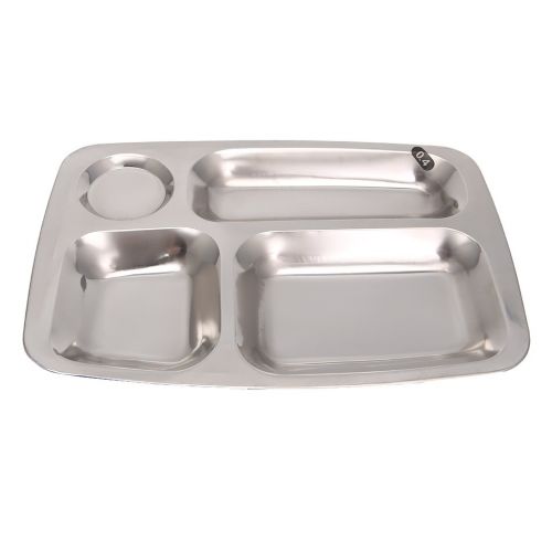  Milue Stainless Steel Divided Dinner Tray Lunch Container Food Plate 4/5/6 Section (01#)