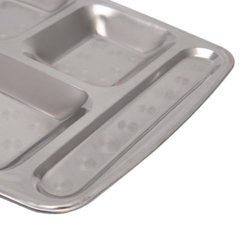  Milue Stainless Steel Divided Dinner Tray Lunch Container Food Plate 4/5/6 Section (01#)