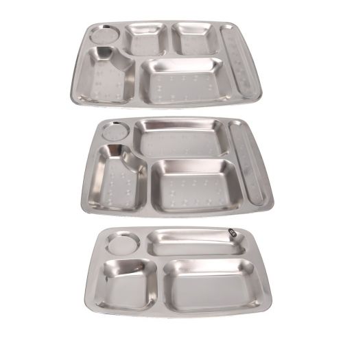  Milue Stainless Steel Divided Dinner Tray Lunch Container Food Plate 4/5/6 Section (01#)