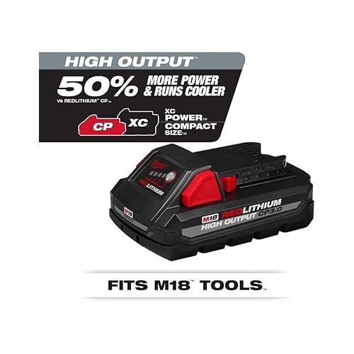  Milwaukee 48-11-1837 M18 18 Volt High Output CP 3.0 Ah Lithium-Ion Slide Battery, 2 Pack (Non-Retail Packaging)