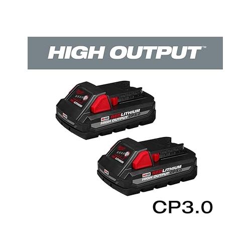  Milwaukee 48-11-1837 M18 18 Volt High Output CP 3.0 Ah Lithium-Ion Slide Battery, 2 Pack (Non-Retail Packaging)