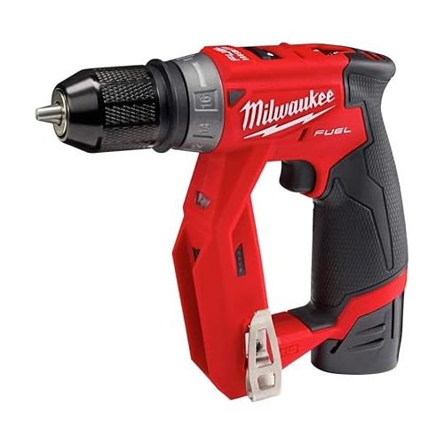  Milwaukee 2505-22 M12 Fuel Installation Drill/Driver Kit, Compact, Forward/Reverse Switch, Keyless Chuck, LED Light, Variable Speed