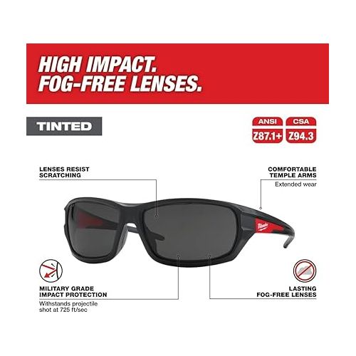  Milwaukee Tool 48-73-2025 Performance Safety Glasses Fog-Free, Anti-Scratch Tinted Lens