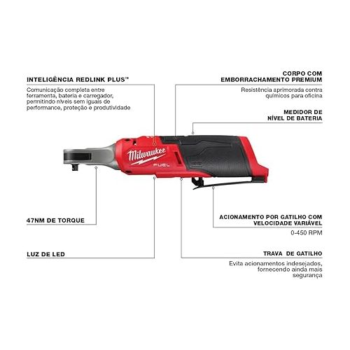  Milwaukee 2566-20 M12 FUEL Brushless Lithium-Ion 1/4 in. Cordless High Speed Ratchet (Tool Only)