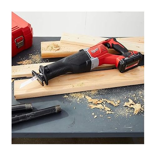  Milwaukee 2621-20 M18 18V Lithium Ion Cordless Sawzall 3,000RPM Reciprocating Saw with Quik Lok Blade Clamp and All Metal Gearbox (Bare Tool)