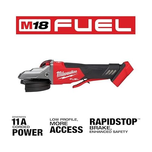 Milwaukee M18 FUEL 18-Volt Lithium-Ion Brushless Cordless 5 in. Flathead Braking Grinder with Paddle Switch No-Lock (Tool-Only)