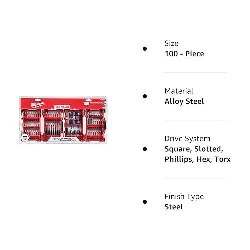  Milwaukee SHOCKWAVE Impact Duty Alloy Steel Drill and Screw Driver Bit Set (100-Piece)