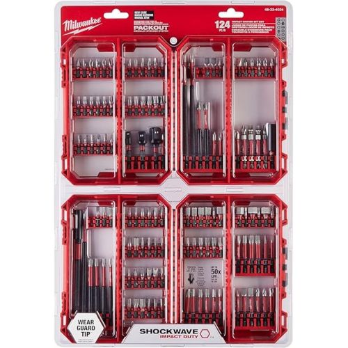  Milwaukee SHOCKWAVE Impact Duty Driver Bit Automotive Set - 124PC, (48-32-4034)