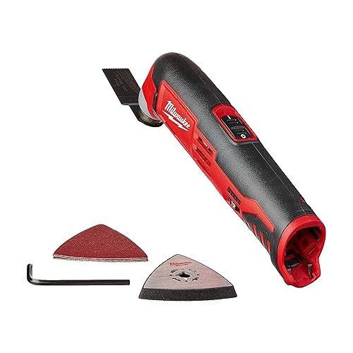  Milwaukee 2426-20 M12 12 Volt Redlithium Ion 20,000 OPM Variable Speed Cordless Multi Tool with Multi-Use Blade, Sanding Pad, and Multi-Grit Papers (Battery Not Included, Power Only)