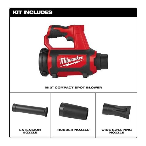  Milwaukee 0852-20 M12 Lithium-Ion Cordless Compact Spot Blower (Tool Only)