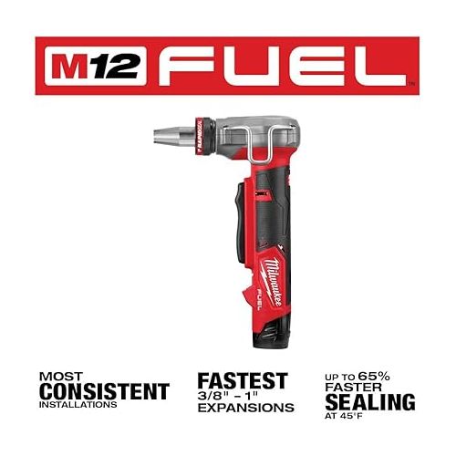  2532-22 M12 FUEL Cordless 3/8 in. - 1 in. PEX Expansion Tool Kit with (2) 2.0 Ah Batteries, (3) Rapid Seal Expansion Heads