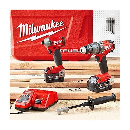  Milwaukee M18 FUEL Hammer Drill and Hydraulic Driver 2-Tool Combo Kit