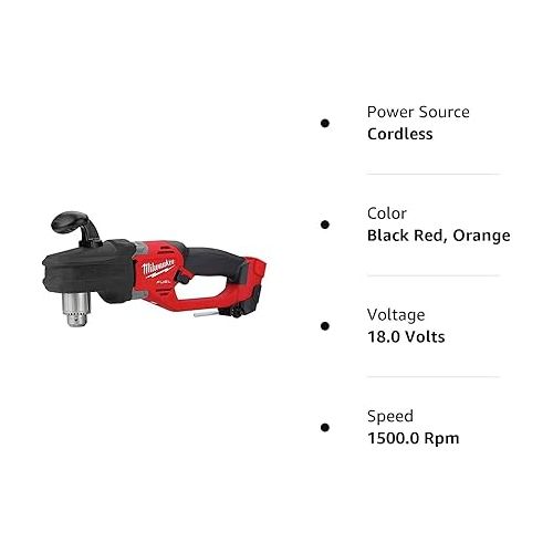  Milwaukee 2807-20 M18 FUEL HOLE HAWG Brushless Lithium-Ion 1/2 in. Cordless Right Angle Drill (Tool Only)