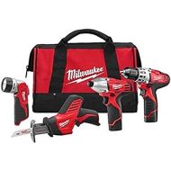 MILWAUKEE'S 2498-24 M12 Cordless Lithium-Ion 4-Tool Combo Kit