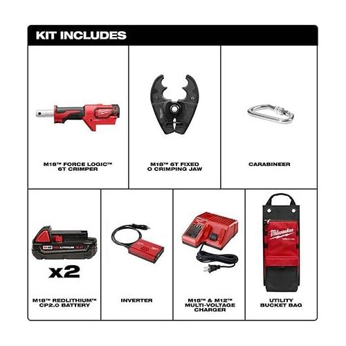  Milwaukee 2678-22O M18 Force Logic 6T Utility Crimping Kit with D3 Grooves And Fixed O Die