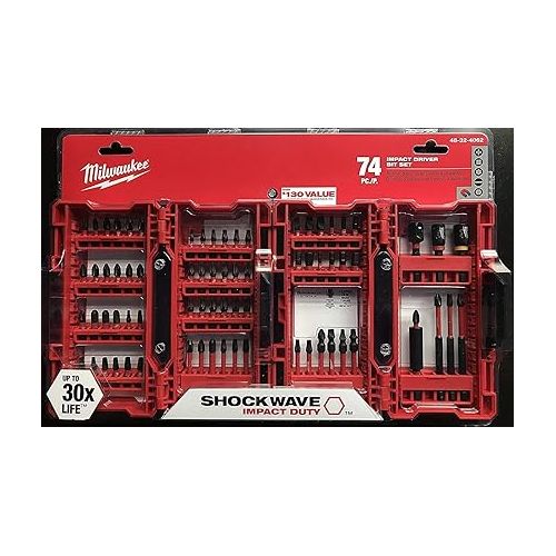  Milwaukee Shockwave Impact Driver Bit Set (74 Piece) 48-32-4062