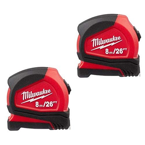  Milwaukee 8m/26 Heavy Duty Tape Measure 48-22-6626G (2 Pack)