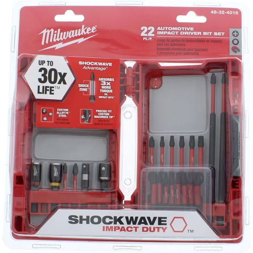  Milwaukee 48-32-4016 Automotive Shockwave Kit 22 Piece Automotive Impact Driver Bit Set