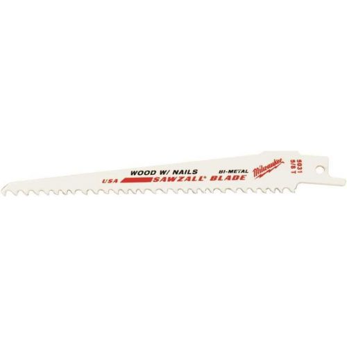  Milwaukee 48-01-6035 6 in. 5 Teeth per in. Wood Cutting SAWZALL Reciprocating Saw Blades White (Pack of 50)
