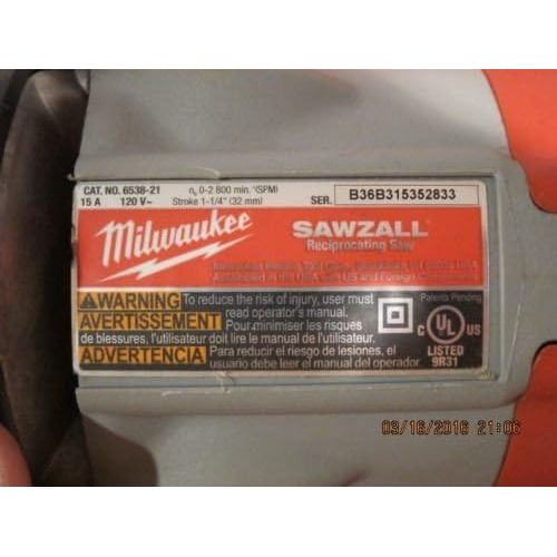  Milwaukee 0-2,800 SPM,1-1/4 Stroke Length,17-3/4 Length,15.0 Amps,120V AC Super Sawzall Saw Kit In A Case Includes (1) Super Sawzall Blade,Wt. 9.8 Lbs.