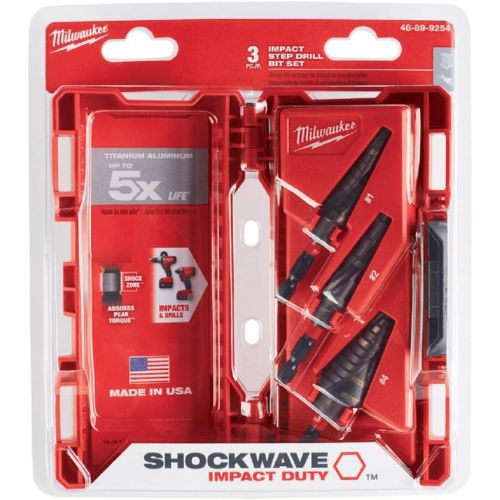  Milwaukee 48-89-9254 SHOCKWAVE High Speed Steel Impact Duty Step Bit 3 pc Set