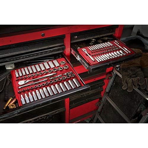  Milwaukee 932464944 1/4in Ratcheting Socket Set Metric & Imperial, 50 Piece, Red