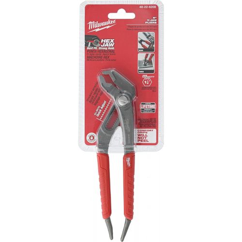  Milwaukee 48-22-6208 8 Inch V-Jaw Hex Pliers w/ Reaming Head and 16-Position All-Metal Quick Adjust Mechanism