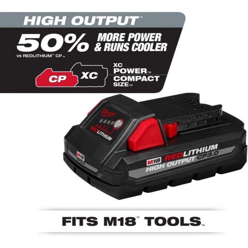  Milwaukee 48-11-1837 M18 18 Volt High Output CP 3.0 Ah Lithium-Ion Slide Battery, 2 Pack (Non-Retail Packaging)