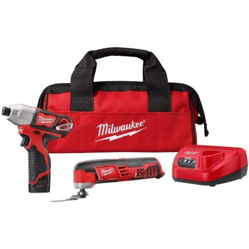  Milwaukee M12 12-Volt Lithium-Ion Cordless Oscillating Multi-Tool and Impact Driver Combo Kit (2-Tool) with Battery and Charger