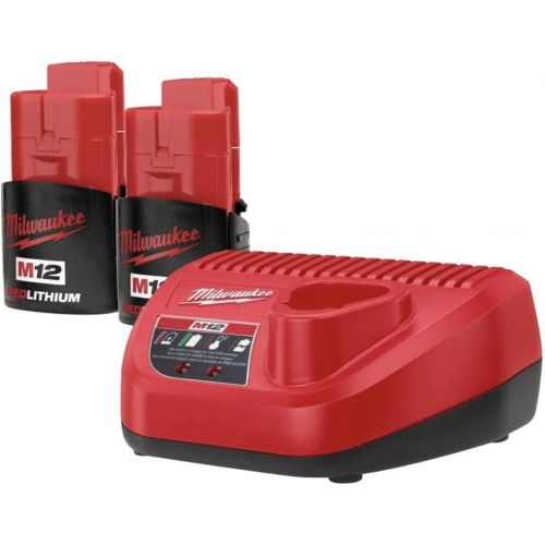  Milwaukee 48-11-2420 (2) M12 REDLITHIUM 2.0 Compact 12V Batteries & M12 Lithium-ion Battery Charger (48-59-2401) KIT