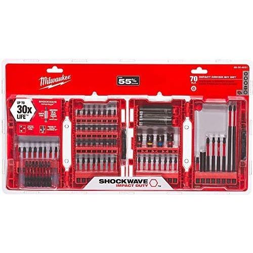  Milwaukee Shockwave Impact Duty Driver Bit Set (55-Piece) (70 Piece Kit)