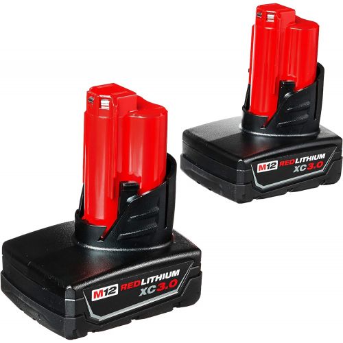  Milwaukee 48-11-2412 Twin Pack of 3.0 Amp Hour Extended Capacity 12V Lithium Ion Batteries