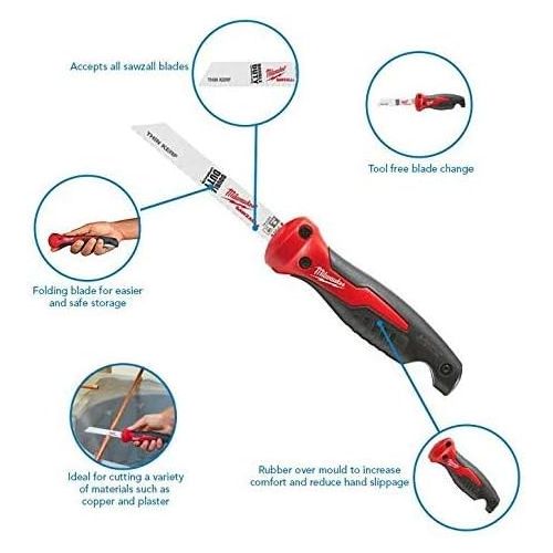  Milwaukee 48-22-0305 6 Inch Folding Jab Saw Compatible with Sawzall Reciprocating Saw Blades (Multi Purpose Blade Included), 2 Pack